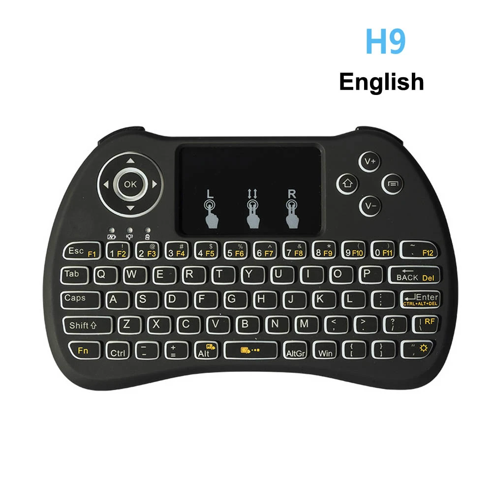 Оригинальный Подсветка i8 i8 + H9 2,4G Беспроводной английский клавиатура с подсветкой с сенсорная панель для мини-приставка для