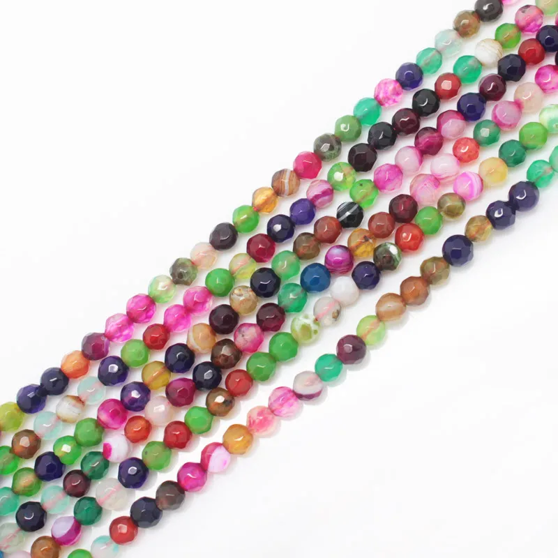 

Faceted agates 4mm Multi-color Round Beads 15"/38cm, For DIY Jewelry making ,We provide mixed wholesale for all items!