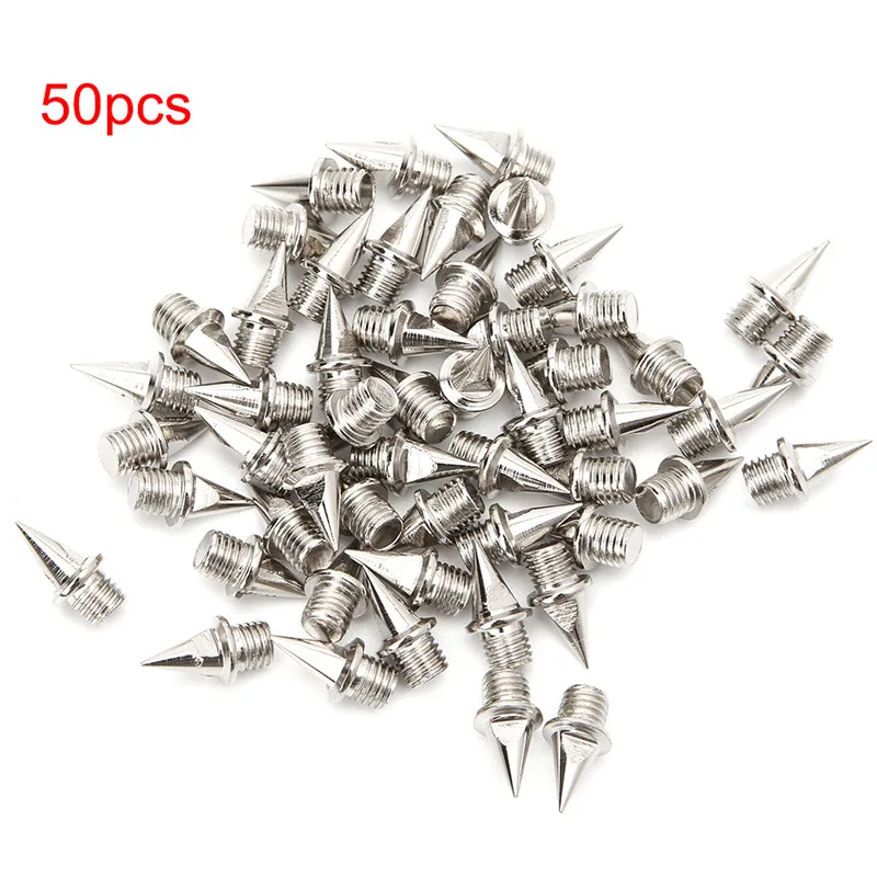 EYKOSI 50Pcs Shoes Spikes Studs New Replacement Shoes Sports Running Screwback Silver 7.8mm/9mm