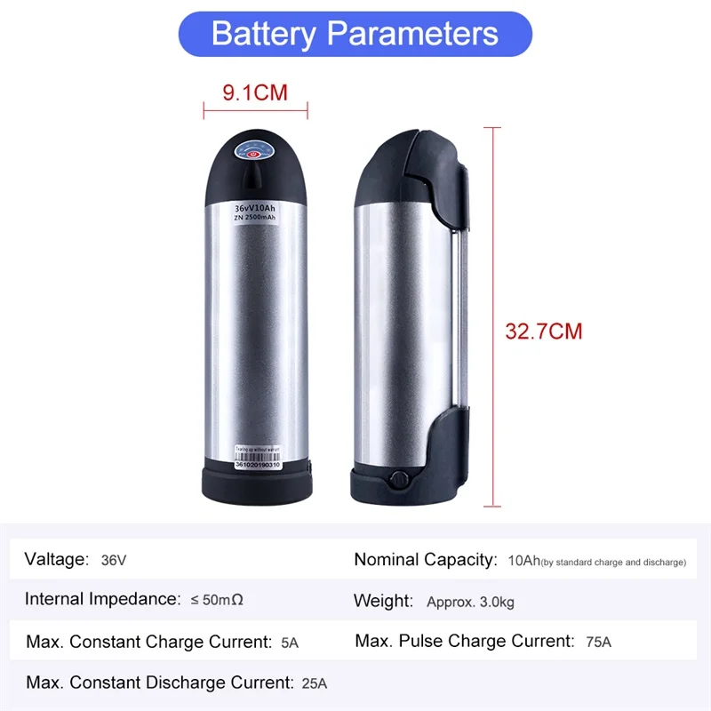 Discount US/EU No Tax 36V 10Ah Li-ion Lithium Electric Bike Battery Mini Kettle Cell Pack for Mid Front Rear Hub Bicycle Motor eBike Kit 1