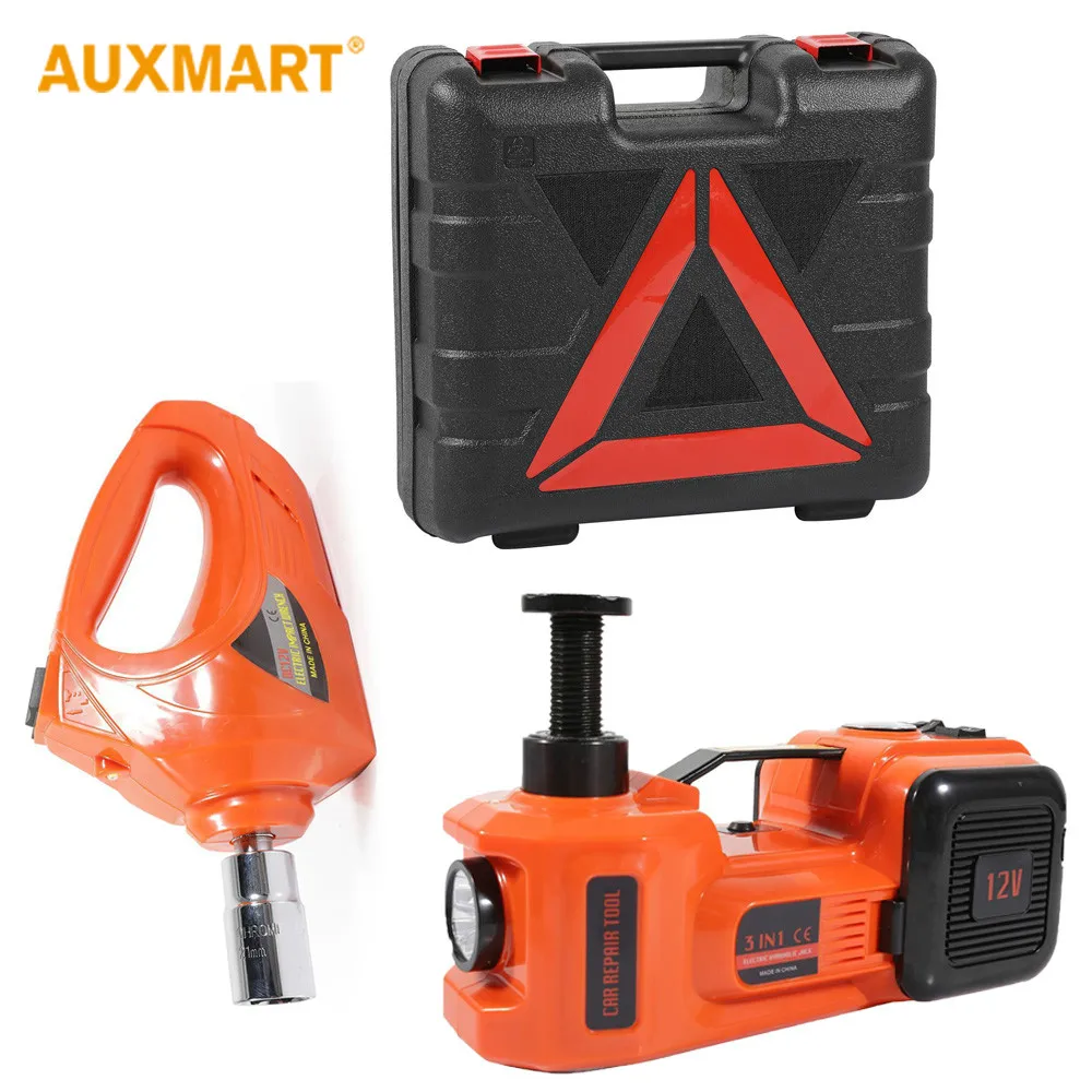  Auxmart 3 Functions Air Pump Lighting Car Lifting Electric Hydraulic Jack Impact Wrench 5T 12V Auto