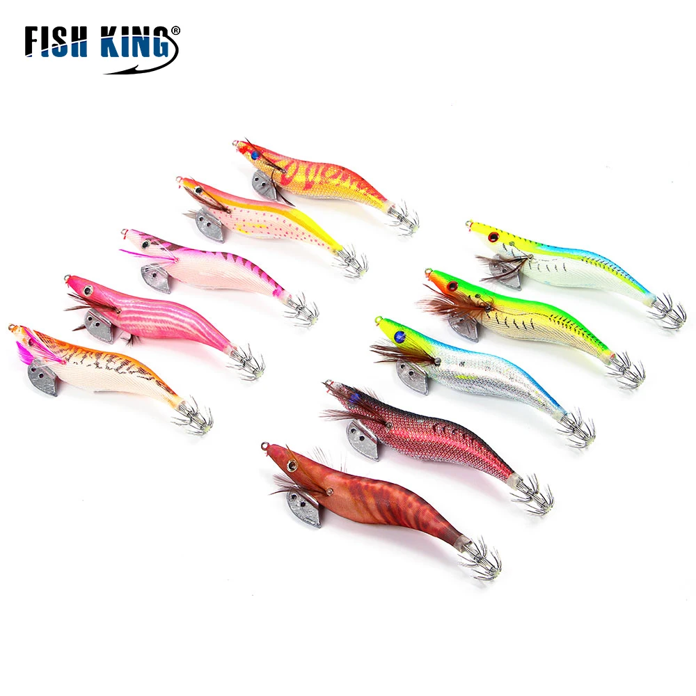 FISH KING Luminous Squid Lure Jig Head For yamashita squid jigs Minnow Crankbait Wobbler Wood Shrimp Fake Lure Octopus Bait