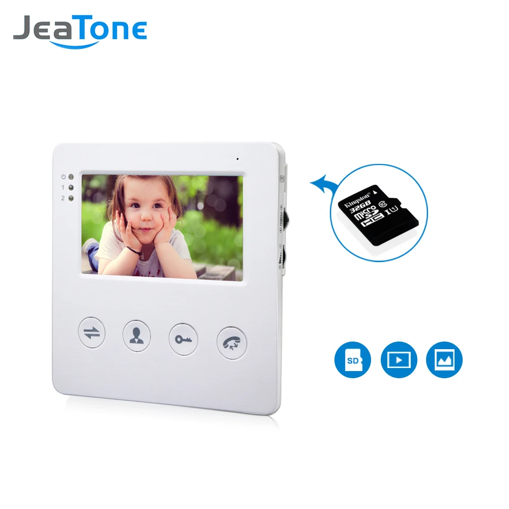 Видеодомофон JeaTone 4 дюймовый проводной дверной звонок система внутренней связи 1