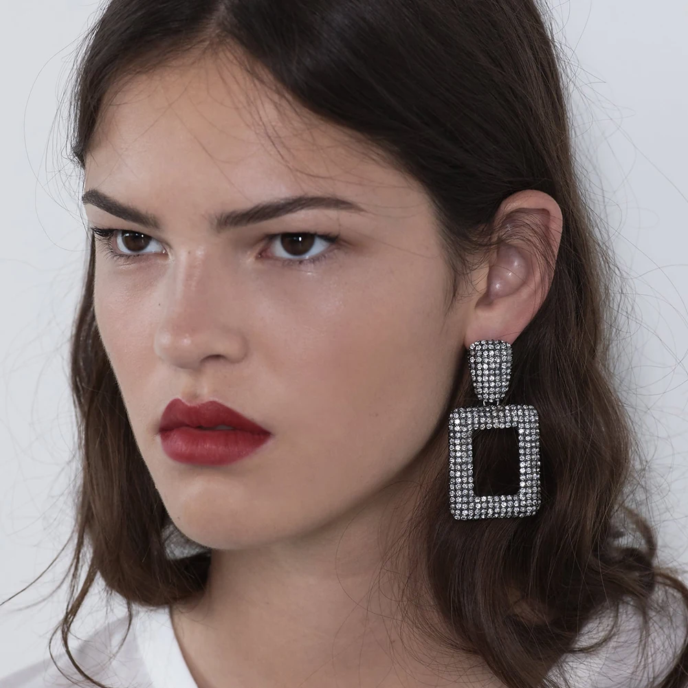 

Vedawas ZA Crystal Earrings Boho серьги Maxi Clear Glass Geometric Drop Dangle Earrings Party Vacation Gifts Jewelry xg3193