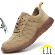 Indestructible Work Shoes Mens steel toe Sneaker Outdoor Lightweight Breathable Safety Shoes Slip Resistant Composite Toe Shoes
