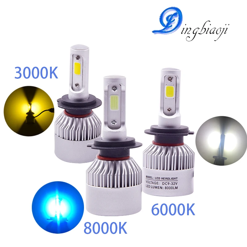 S2 H7 H1 H4 9006 9005 H8 H11 H3 H9 LED 72W 6000K 3000K 8000K Automobiles