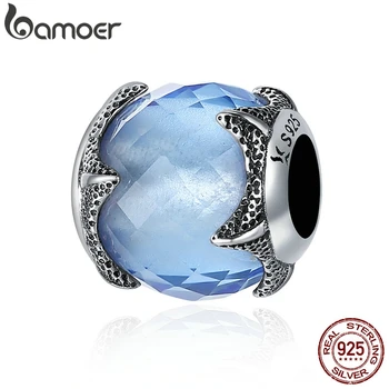

BAMOER Authentic 100% 925 Sterling Silver Starfish Light Blue Crystal Undersea World Beads fit Charm Bracelet DIY jewelry SCC368