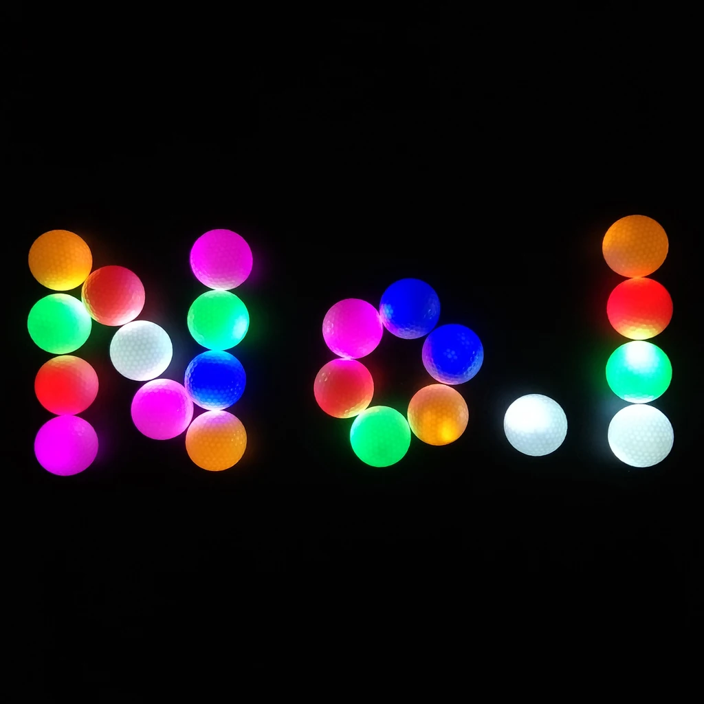 6 Pieces Glow In Dark LED Light Up Golf Ball Official Size Tournament Ball Multi Color Training Golf Practice Balls Gifts
