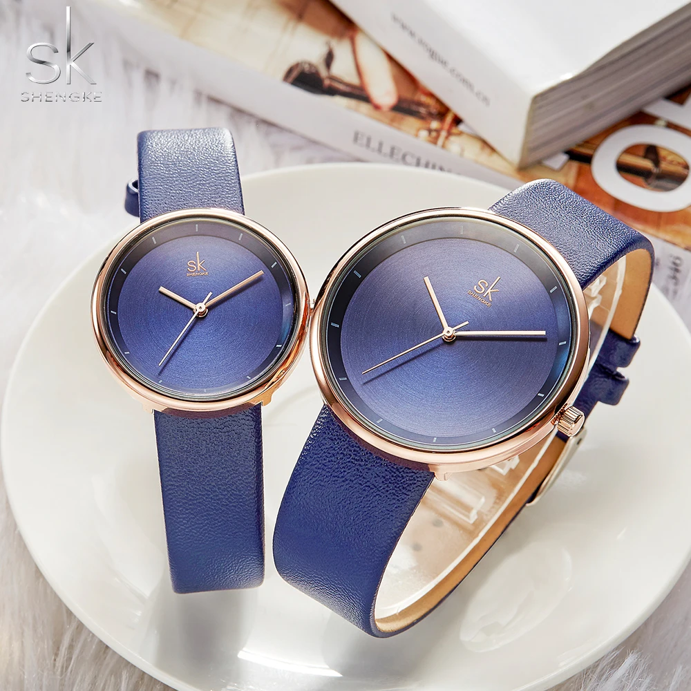BEST QUALITY  Shengke 2019 Brand Quartz Couple Watch Set Leather Watches For Lovers Men And Women Watches Set Rel