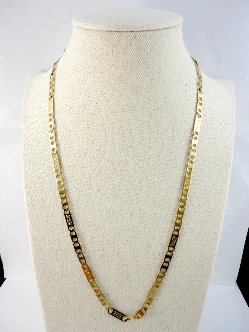 

22 inch JESUS Blade Gold Stainless Steel Chain 56Cm Diameter 5.06mm Never fade Necklaces For Women Fashion Jewelry LQ511