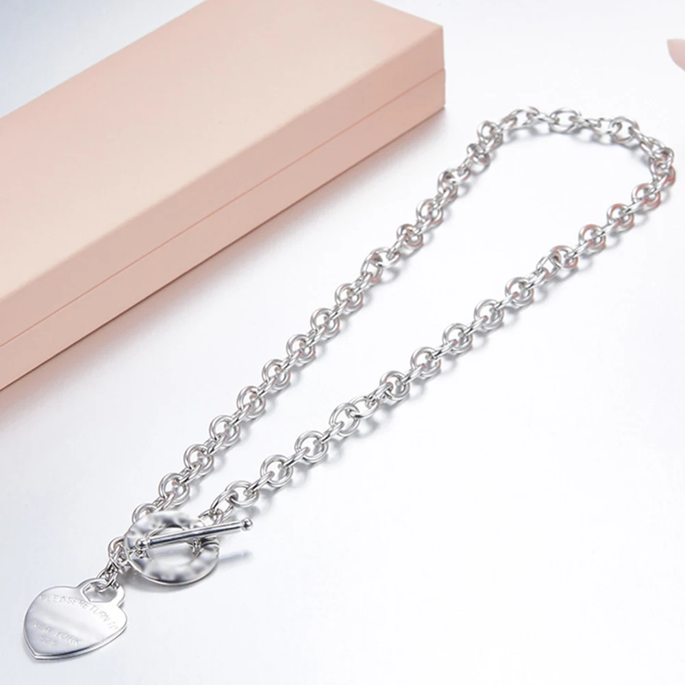 

2018 New Women chocker 925 Silver Chain TF heart choker Necklace Jewelry collana Kolye Bijoux Collares Mujer Collier Femme Logo