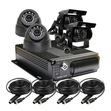 Free Shipping 4 Channel Car Rear View CCTV Car Camera Vehicle Mobile DVR System H.264 Audio Video Recorder Car DVR I/O G-sensor