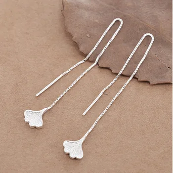 

Romantic 925 Sterling Silver Ginkgo Biloba Leaf Earrings For Women Girls Simple Earrings Pendientes Brincos Fashion Jewelry