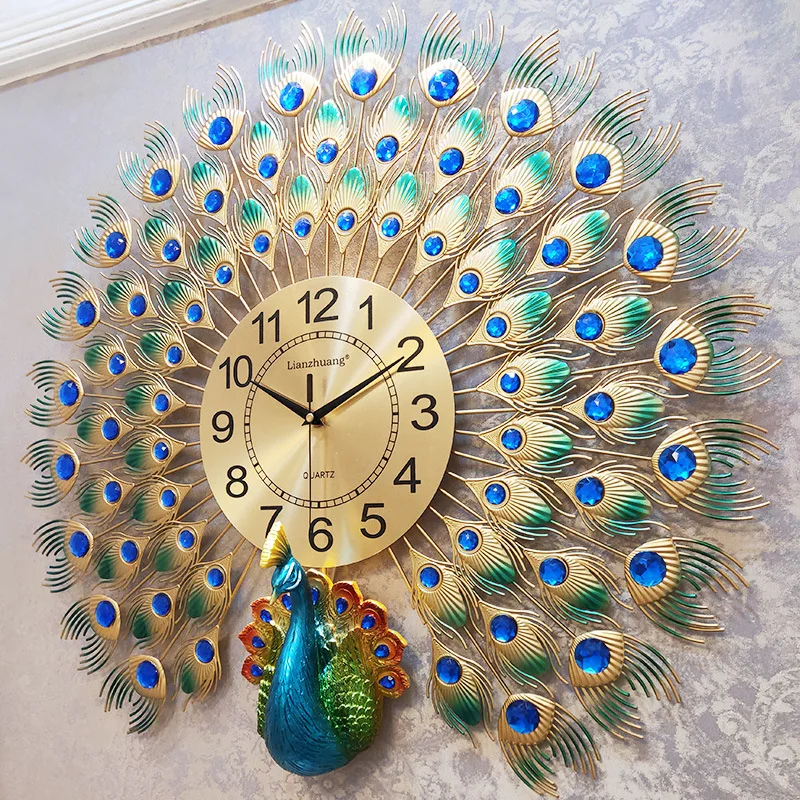 

Creative Peacock Wall Clock Home Decor Wall Watch Living Room/Bedroom Mute Clock Wall Large Digital Wall Clocks Modern Design
