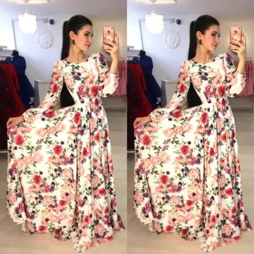 Summer maxi dress with long sleeves