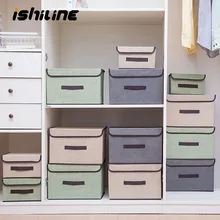 Boîte de rangement avec couvercle en lin et coton, coffres de rangement disponibles 2 tailles, boîtiers en tissu pour vêtements, chaussettes, jouets, snacks, articles divers, cosmétiques, ménagers,