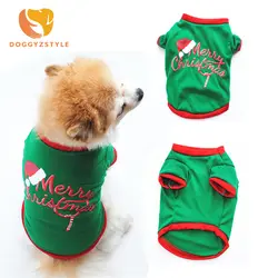 Милая собака футболка Рождество Повседневное хлопок письма печатаются Pet жилет щенок кошка рубашка домашних животных Одежда для маленьких