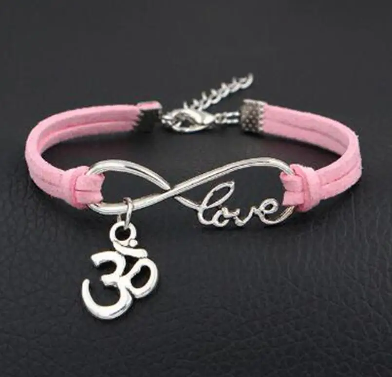1 шт./лот браслет с подвеской Love lucky 8 Infinity Om yoga zen 3D OHM для женщин/мужчин простые