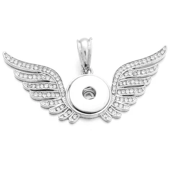 

10pcs New Snap Jewelry Crystal Angel Wings Necklace Pendants Snap Button Necklace fit 18mm Snap Button Jewelry For Women
