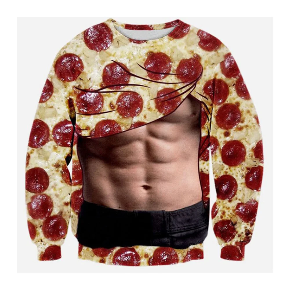 Buy Pizza Muscle Print Sweatshirt Fitness Women/Men