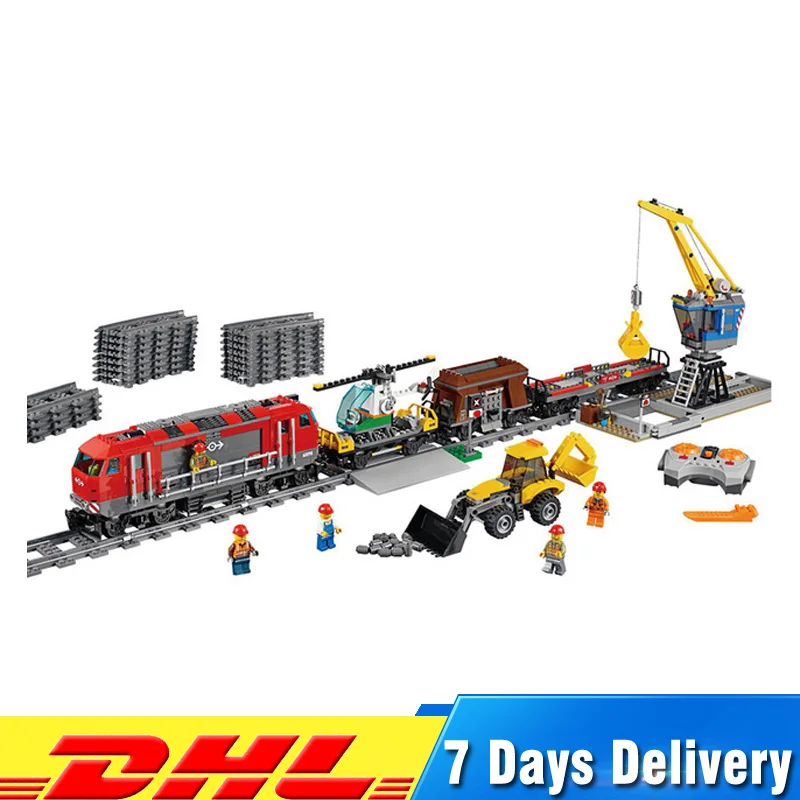 

Lepin 02009 1033pcs Remote Control Heavy-haul Train Model Powerful Freight Infrared Compatible Legoing 60098 Blocks Bricks Toys