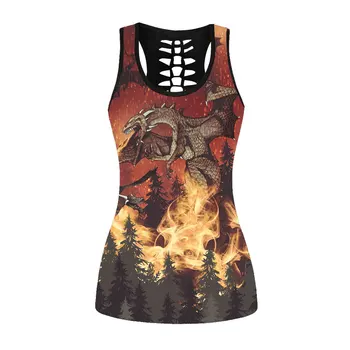 

Summer Tank Tops Hollow Out Women Bodybuilding Halter Charizard Top Black Slim Women Sportes Camis Femme Fitness Crochet Top