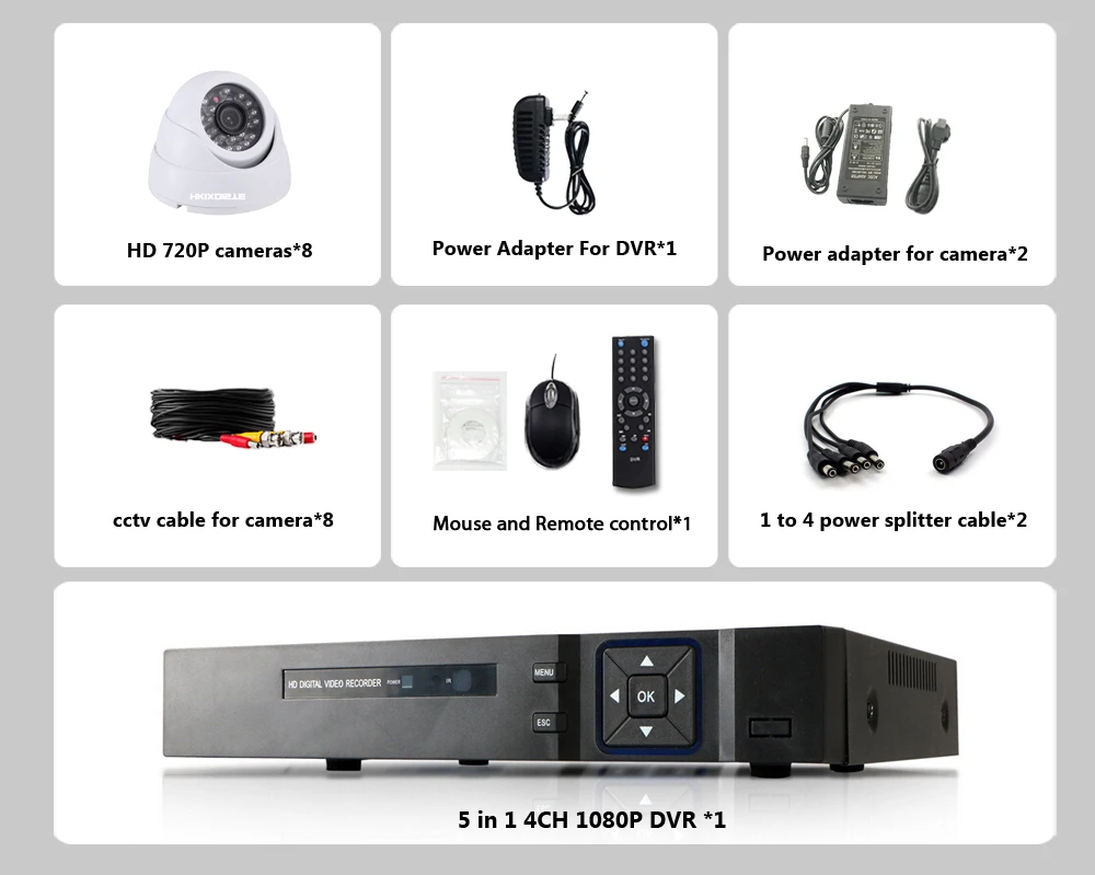 8CH CCTV система безопасности HD 1080 P AHD DVR 8 шт. 720 P IR внутренняя камера видеонаблюдения 8 канальный комплект видеонаблюдения купольная камера