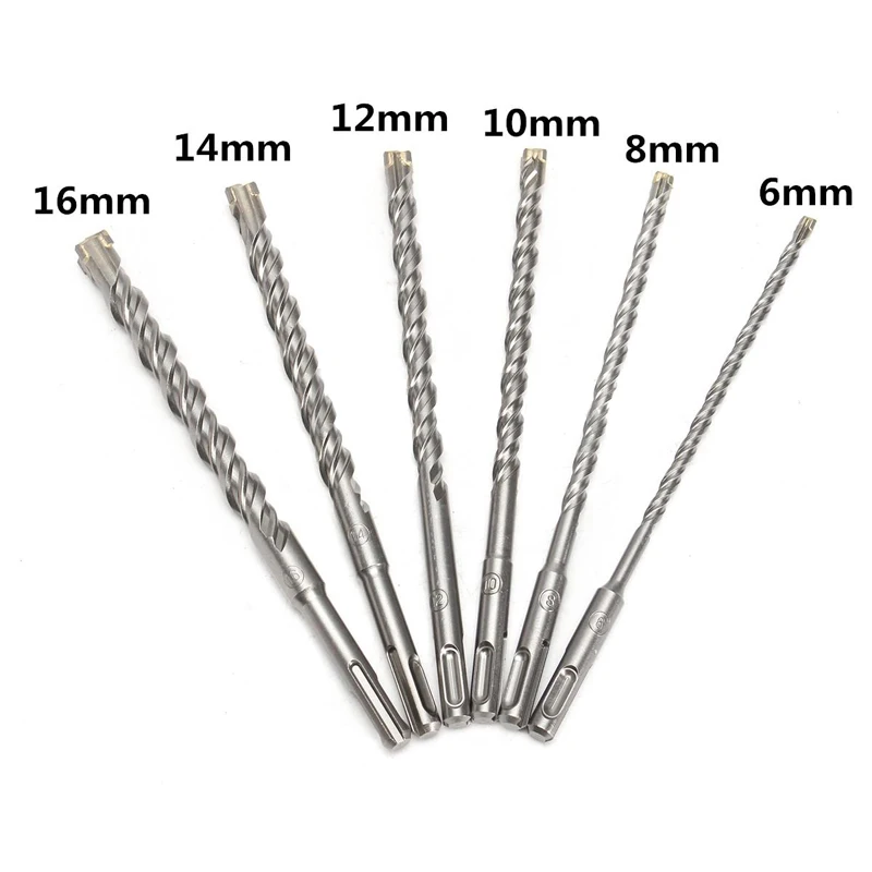 DWZ 210mm 6/8/10/12/14/16mm SDS Plus Crosshead Twin spiral Hammer Drill Bits