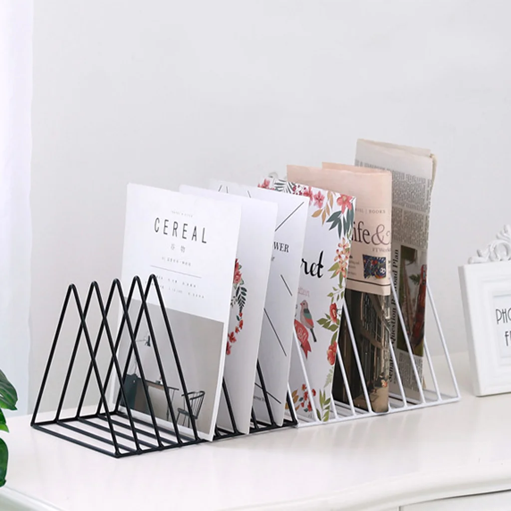  2pcs Metal Desk Book Holder Modern Minimalist Bookshelf Magazine Newspapers Storage Holder For Home