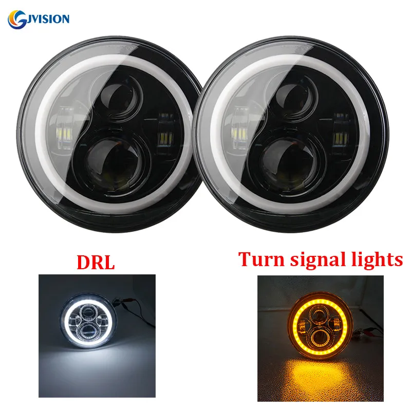 

For Lada 4x4 urban Niva Round 7 Inch LED Headlight H4 Hi-Lo Beam With Halo Angel Eyes For Jeep JK Land Rover Defender Hummer