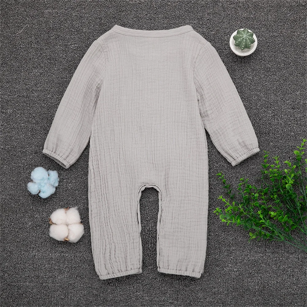 Коллекция года, весенне-осенняя одежда для малышей комбинезон с длинными рукавами для новорожденных мальчиков и девочек, однотонный хлопковый комбинезон, пляжный костюм, комплект одежды