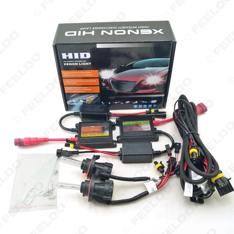 FEELDO фар автомобиля H13 HID ксеноновая лампа Hi/Lo луч Биксеноновая лампочки 35 Вт DC12V тонкий балласт HID комплект# HQ4531