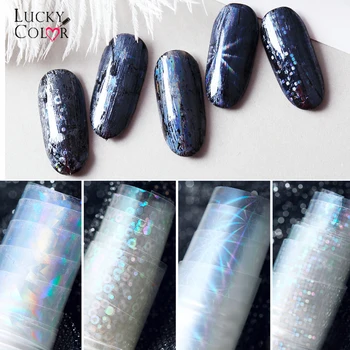 

8 Types Nail Art Foils Starry Transparent Shinning Fireworks Shape Beauty Transfer Tips Glue Sticker Craft DIY Decorations Tool