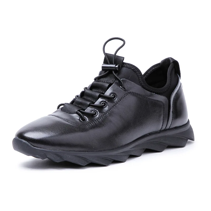 DESAI Brand Italian Designer Men Shoes Genuine Leather Men's Casual Trainers Shoes Elastic Band Shoes Black Sneakers Size 38-43