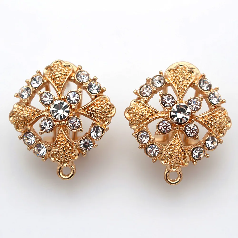 

African Chile Indian Earrings Post with Loop Hanger Connectors Square Base Ear Clip Earring Findings DIY Women Wedding Earring