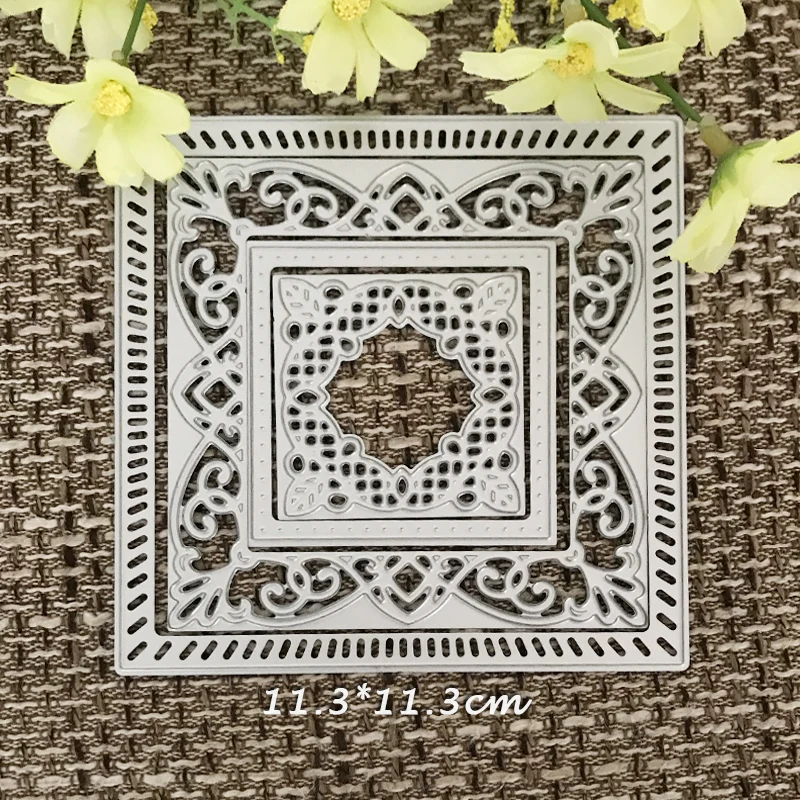 

JC Metal Cutting Dies Scrapbooking Large Lace Square Cut Dies Frame DIY Album Embossing Folder Cards Make Photo Template Stencil
