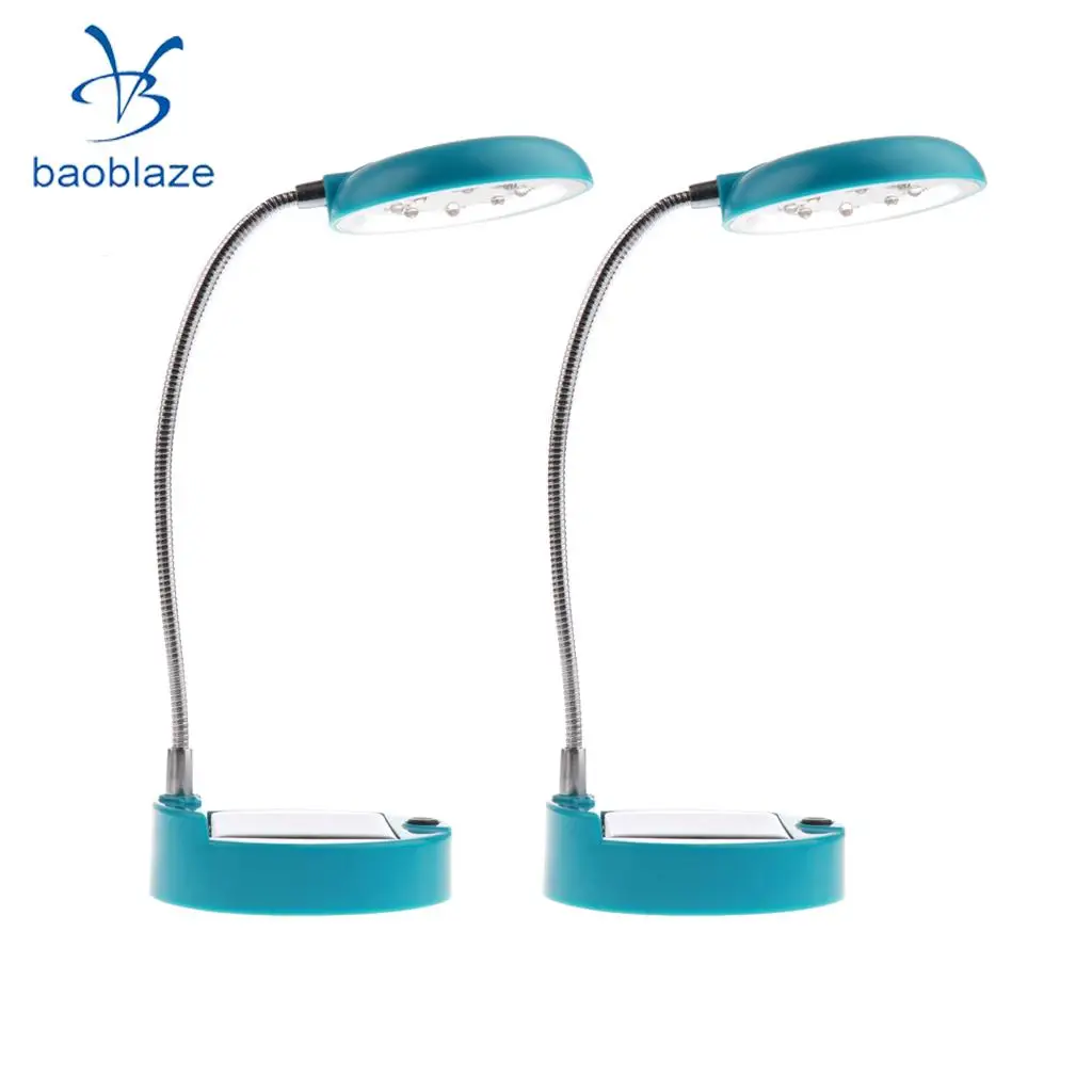 

2 Pieces Flexible Gooseneck Style 8 LED Table Lamp Solar / USB Charger Blue