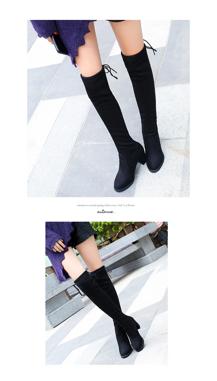 Winter Over The Knee Boots Women Stretch Fabric Thigh High Sexy Woman Flat Shoes Long Bota Feminina zapatos de mujer Size 35-41