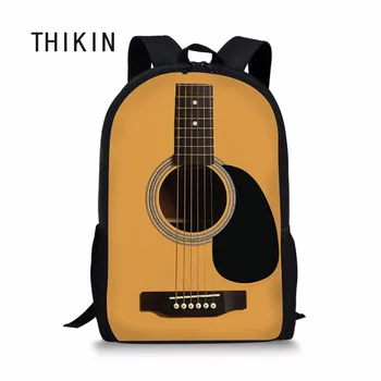 

THIKIN Cartoon 3D Guitar Print School Backpack for Kids Teen Girls Book Bag Student Mochila Custom Classic Pattern Schoolbags