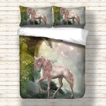 

unicorn horse ponies design twin king queen double full bedclothes pillowcase duvet cover set bedding set