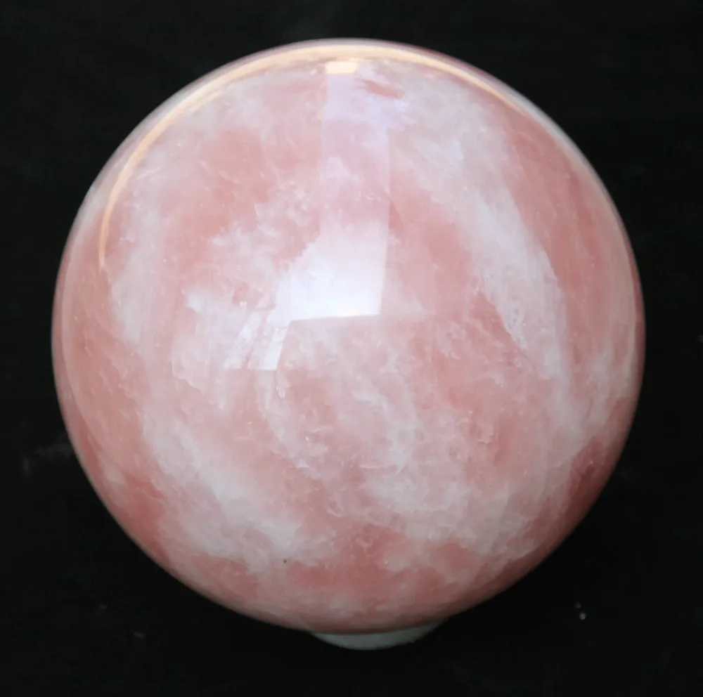 

huij 00741 AAA++++ NATURAL PRETTY ROSE QUARTZ CRYSTAL SPHERE BALL HEALING Bronze Statue