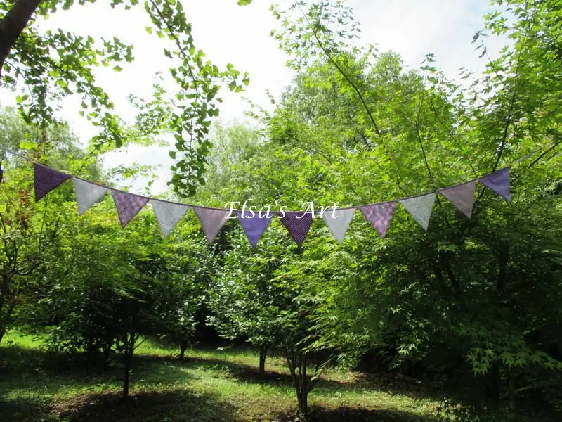 12 флагов-3 м хлопок ткань баннеры личности Свадебные флаги украшения фиолетовый Вечеринка день рождения ребенка шоу гирлянда украшения