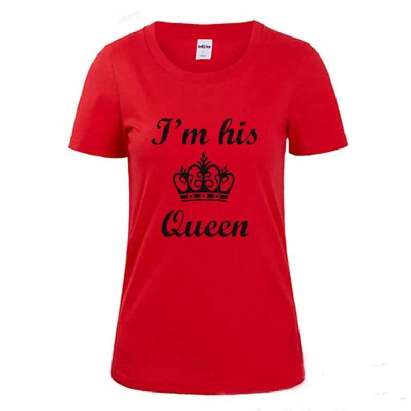 Новая летняя женская футболка J'm Her King His Queen забавная Удобная хлопковая с