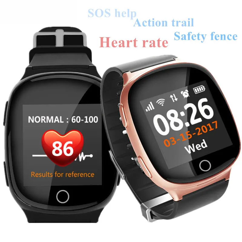Умные часы D100 Elder's Gps+ Lbs+ Wifi с отслеживанием сердечного ритма и функцией аварийной сигнализации для iOS Android