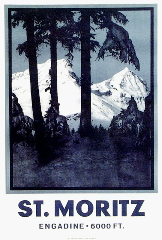 Switzerland Grison Tourism Posters St. Moritz 1934 Classic Wall Stickers Decorative Vintage
