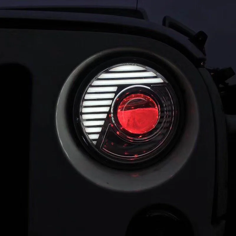 FADUIES 7 Inch LED Headlight H4 High Low Beam With Halo Angel Eyes For Lada 4x4 urban Niva Jeep JK Land rover defender Hummer  (11)