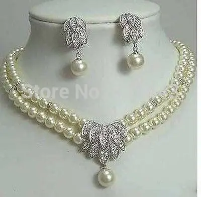 

Wholesale Hot Noblest natural White Pearl Necklace Earring Set (A0423)