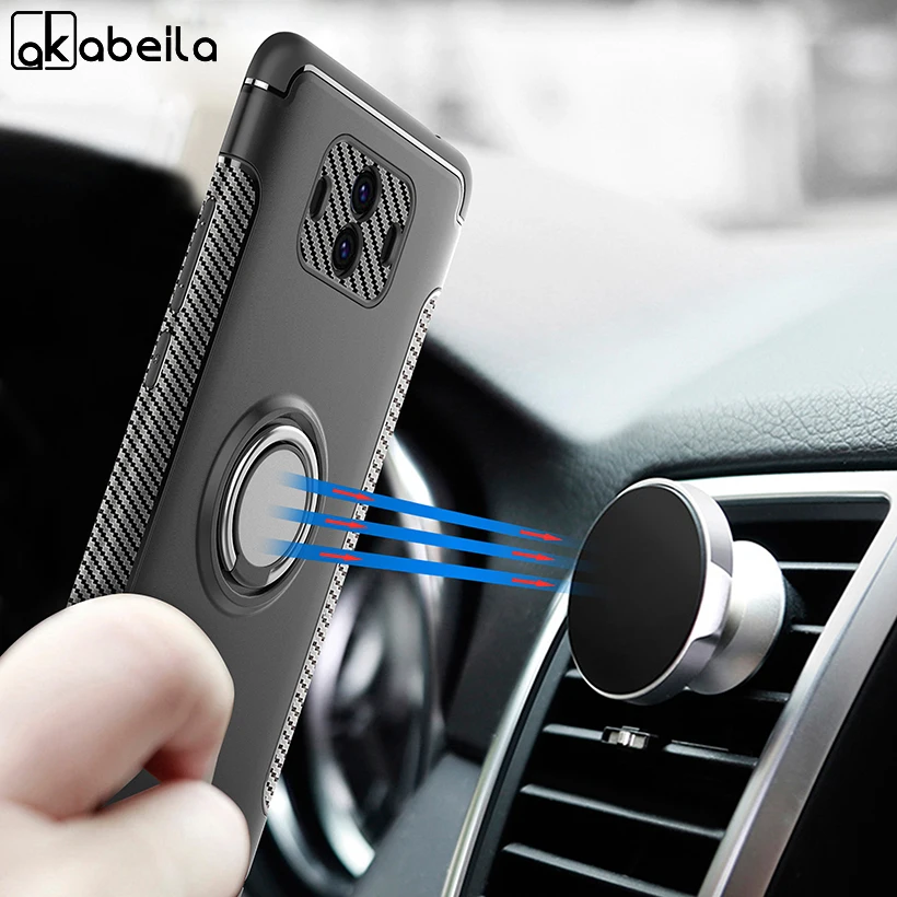 

AKABEILA Case For Huawei Mate 10 Lite Cover Finger Ring Car Magnet Protector Mate 10 Pro Kicksatnd Phone Shell Mate 9 Skin