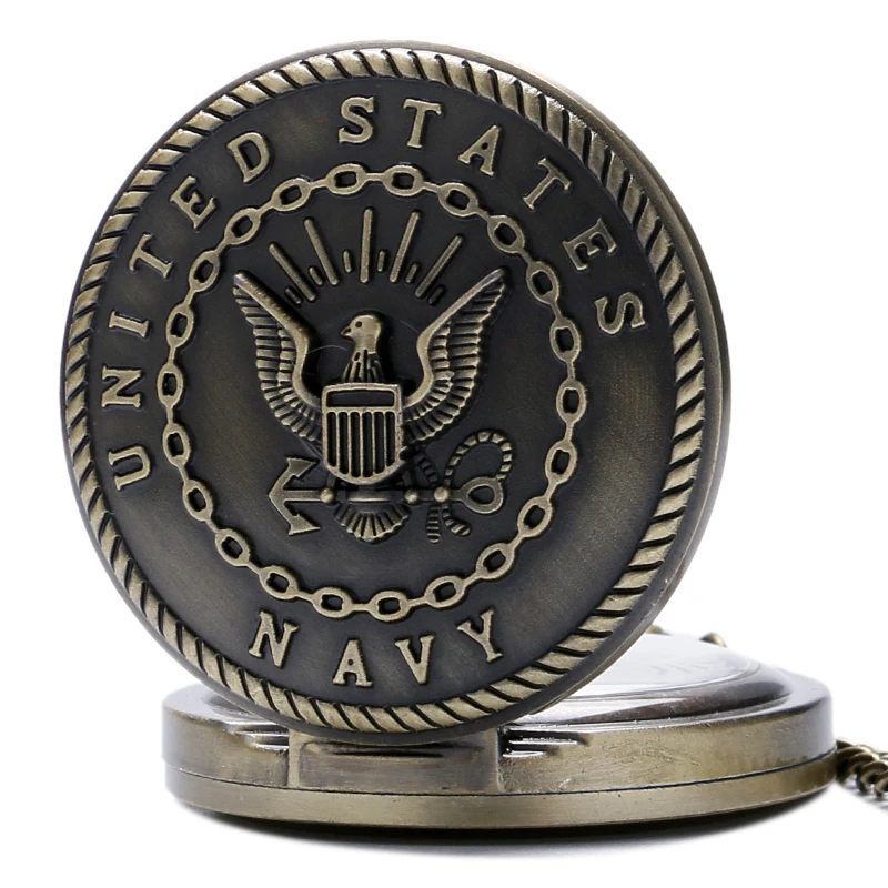 США ВМС США тема карманные часы Античная бронза с цепочкой Цепочки и ожерелья Best подарок Для мужчин Для женщин