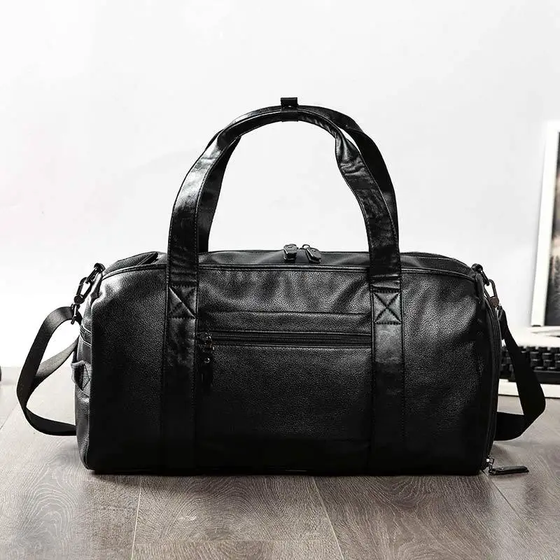 Высококачественные мужские дорожные Сумки из искусственной кожи, черные сумки на плечо, большая дорожная сумка в деловом стиле